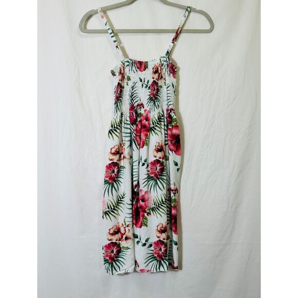 Women's Smocked Adjustable Strap Tropical Midi Sundress, One Size Fits Most - Picture 1 of 3